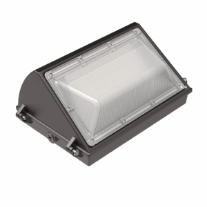 Tri-Powered 3CCT LED Half Cut-Off Wall Pack with Polycarbonate Lens Diffuser, Wet Locations Rated, in Bronze Finish Front Side