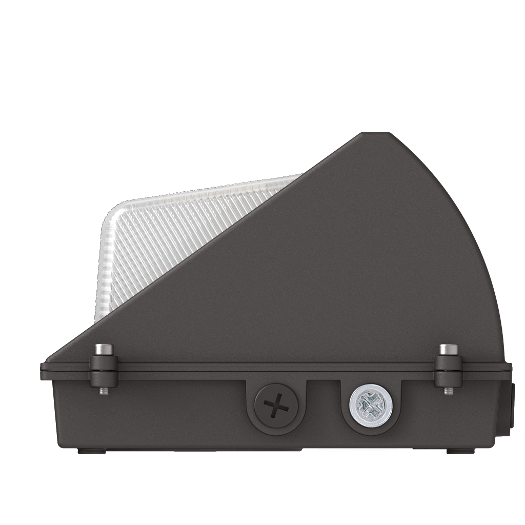 Tri-Powered 3CCT LED Half Cut-Off Wall Pack with Polycarbonate Lens Diffuser, Wet Locations Rated, in Bronze Finish Side View