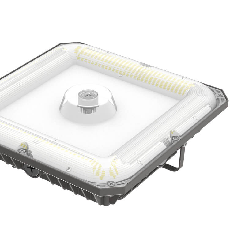 SunSparkCo.com LED Canopy Lens View of Lens and Sensor Ready Base. IP65 Wet Rated Dark Bronze Housing