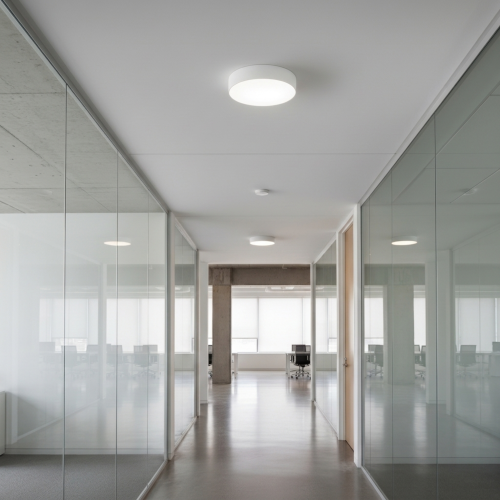 STARLET Architectural Modular Lighting surface mounted in a professional office. Lights chosen by the Lighting Designer.