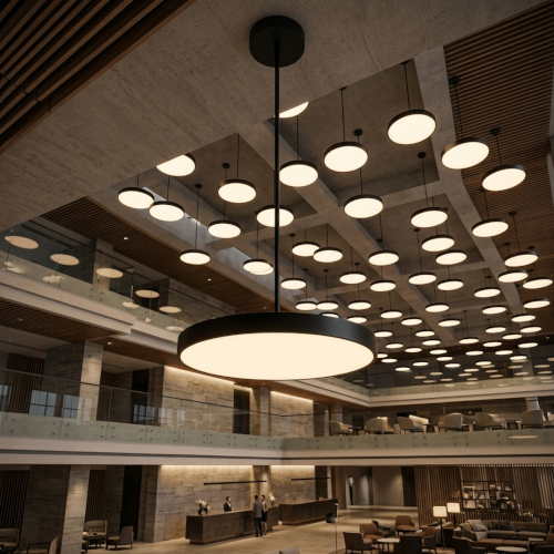 STRLT-AP1 Architectural Trim – C36 Matte Black with STRLT-AP1-ST-11-248-WH-120-5S (sold separately) and Pendant Mount (sold separately)